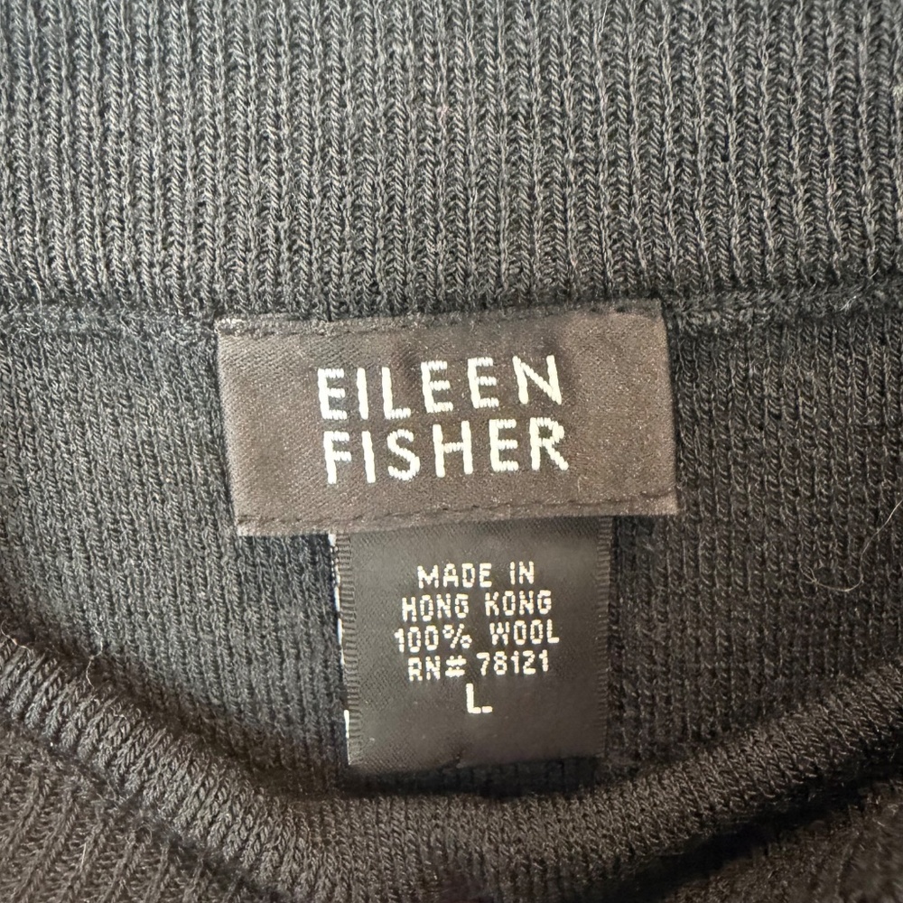 Eileen Fisher Black Wool Knit Midi Skirl Size Large - Picture 3 of 5